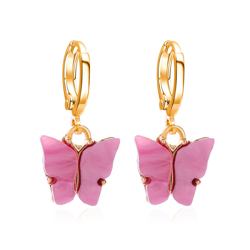 Pastel Butterfly Huggie Hoop Earrings