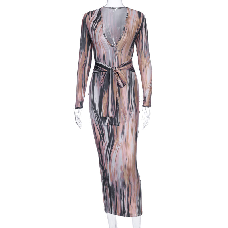 Long-sleeved V-neck dress cross-border wholesale