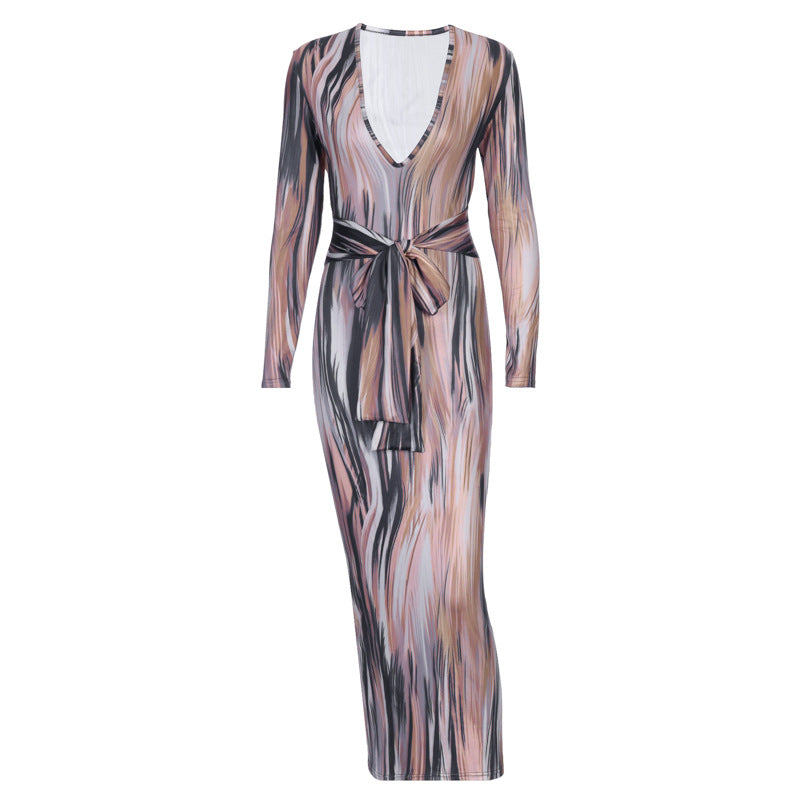Long-sleeved V-neck dress cross-border wholesale