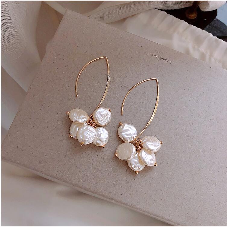 Baroque Pearl Cluster Threader Earrings