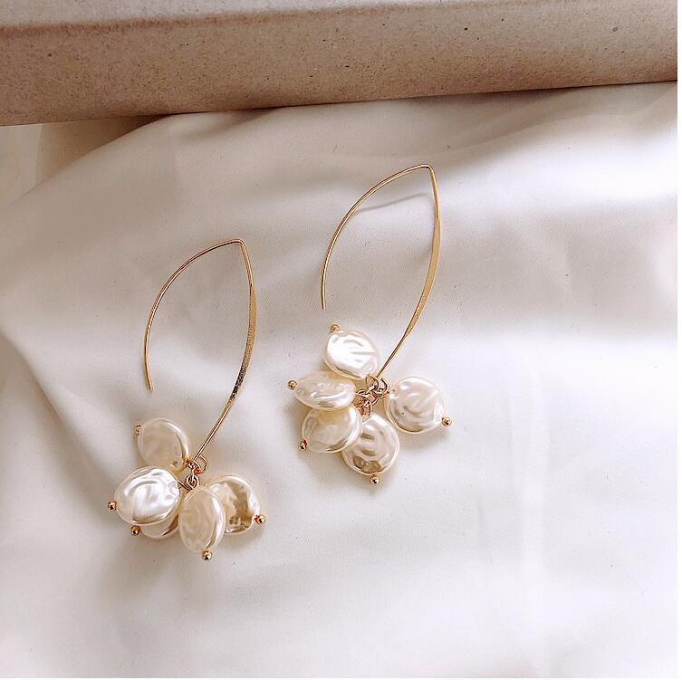 Baroque Pearl Cluster Threader Earrings