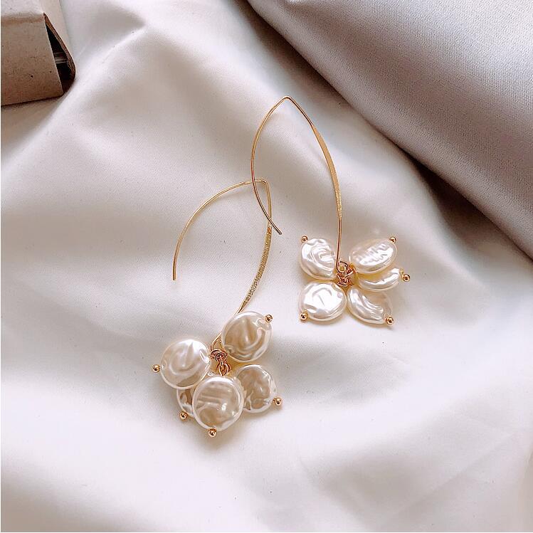 Baroque Pearl Cluster Threader Earrings