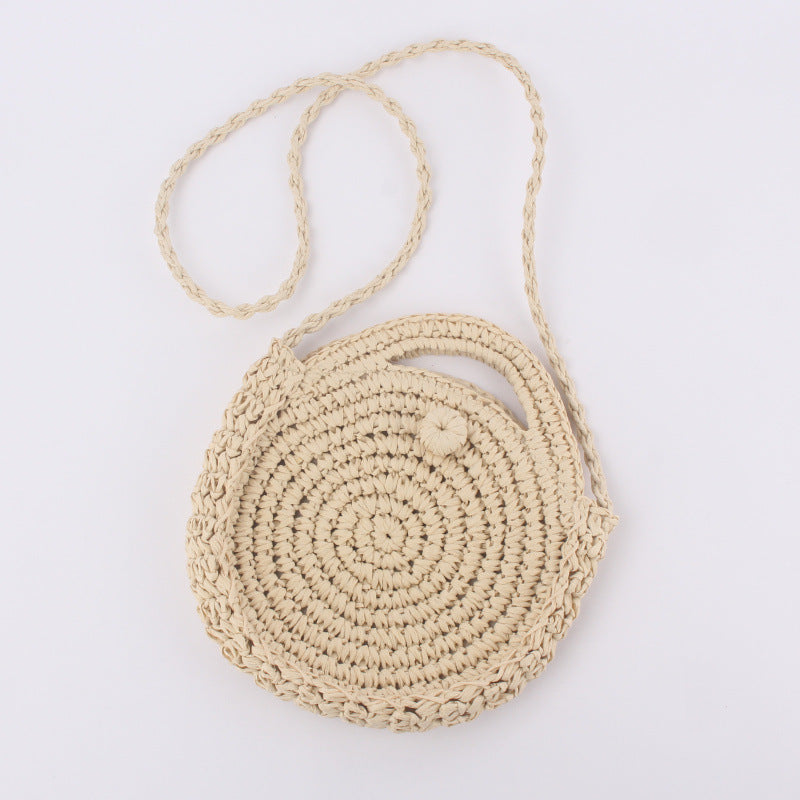 Round Woven Single-Shoulder Beach Bag