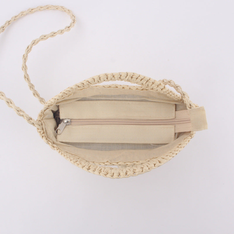 Round Woven Single-Shoulder Beach Bag