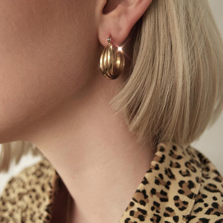 Twisted Chunky Gold Hoop Earrings