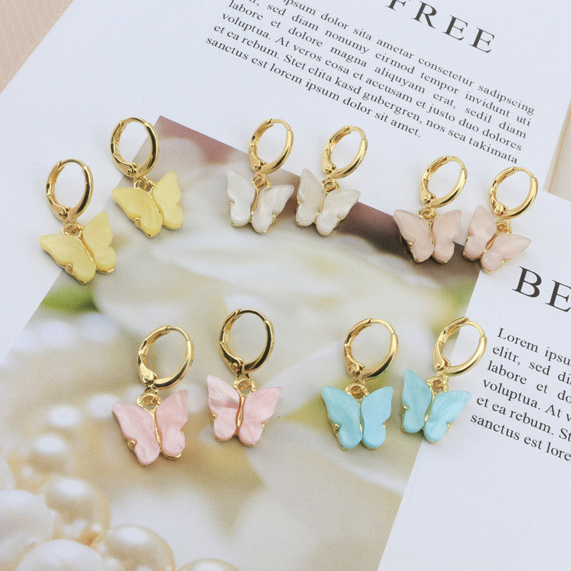 Pastel Butterfly Huggie Hoop Earrings