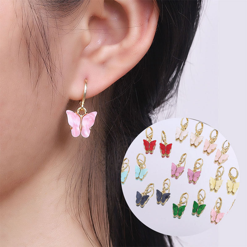 Pastel Butterfly Huggie Hoop Earrings