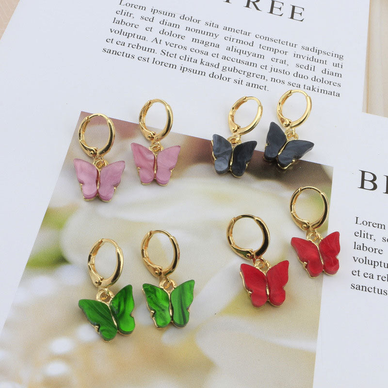 Pastel Butterfly Huggie Hoop Earrings