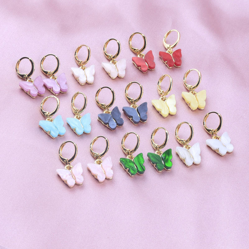 Pastel Butterfly Huggie Hoop Earrings