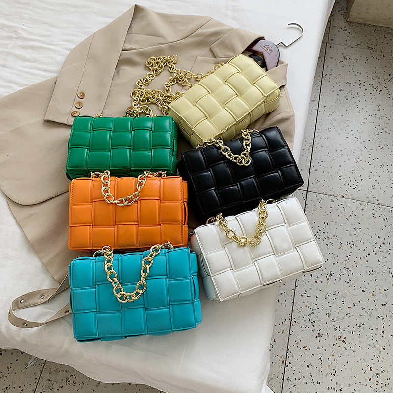 Woven Chain Pillow Clutch Bag
