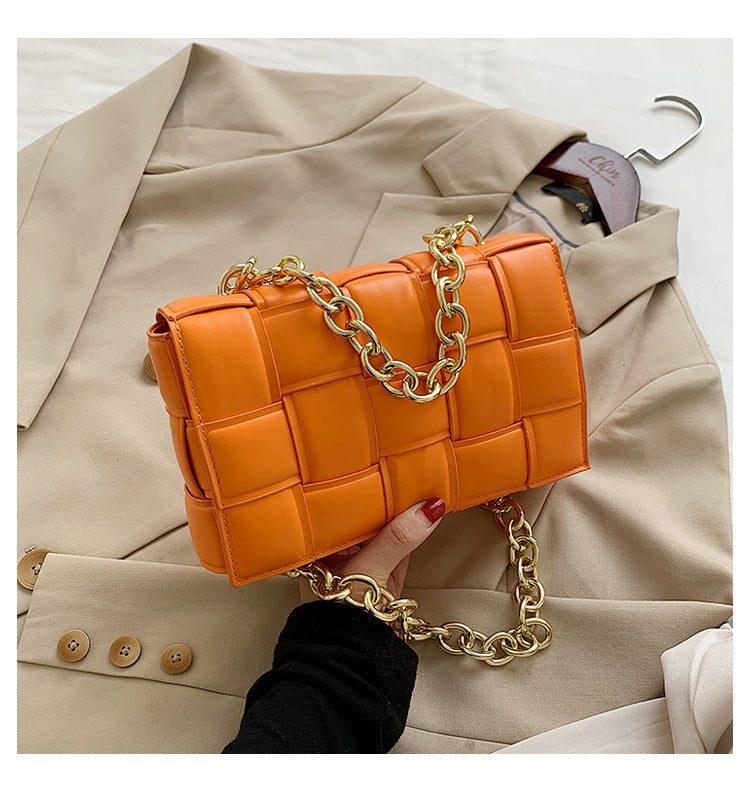 Woven Chain Pillow Clutch Bag