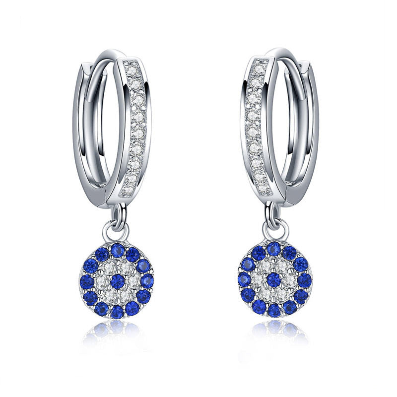 Gold Evil Eye Pavé Charm Hoop Earrings