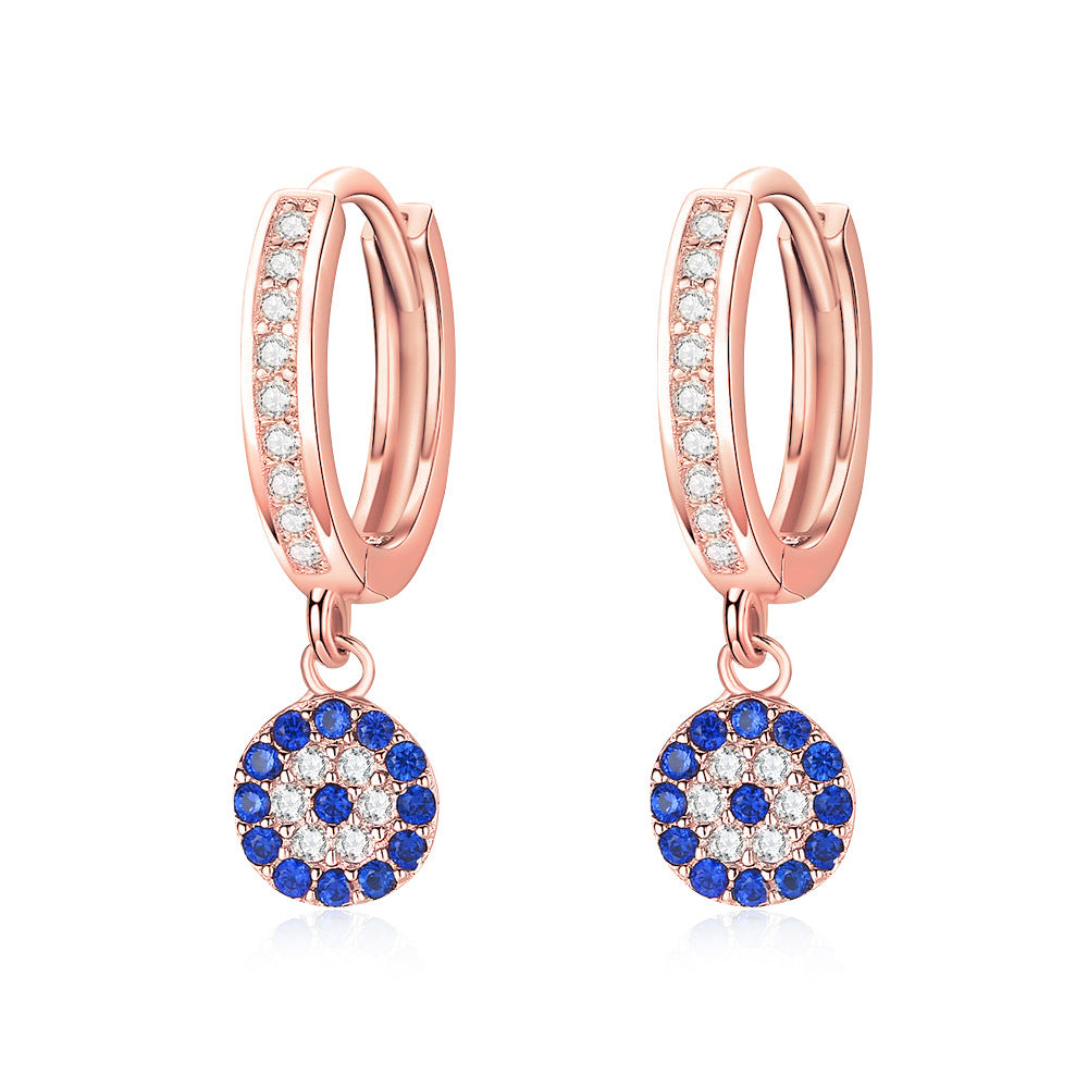 Gold Evil Eye Pavé Charm Hoop Earrings
