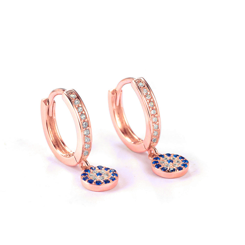 Gold Evil Eye Pavé Charm Hoop Earrings