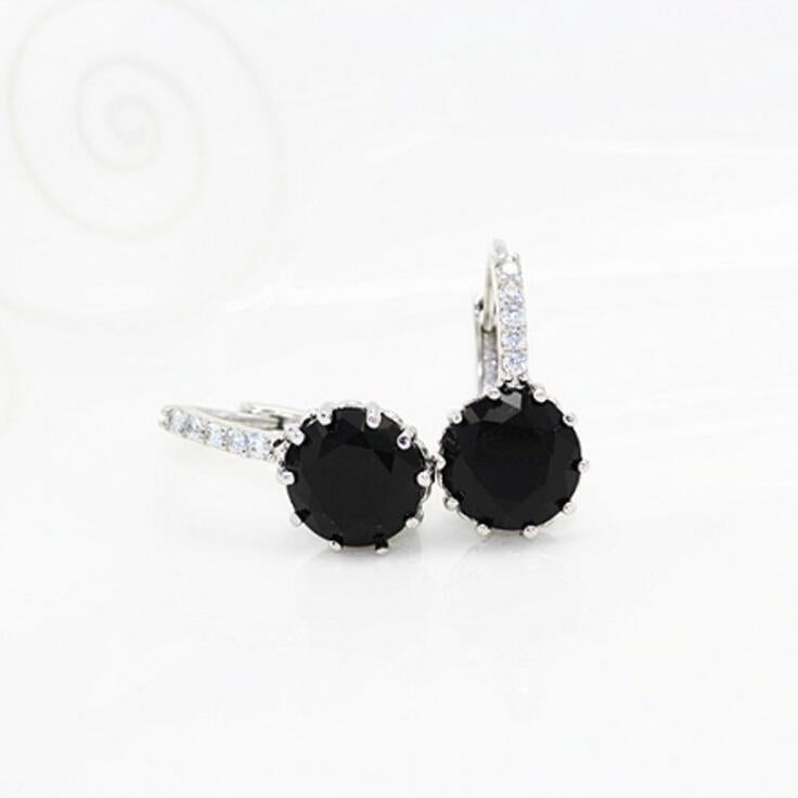 CZ Crystal Leverback Earrings