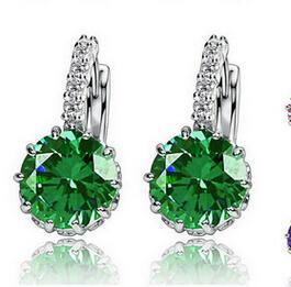 CZ Crystal Leverback Earrings