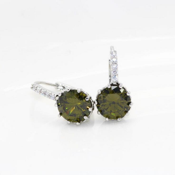 CZ Crystal Leverback Earrings