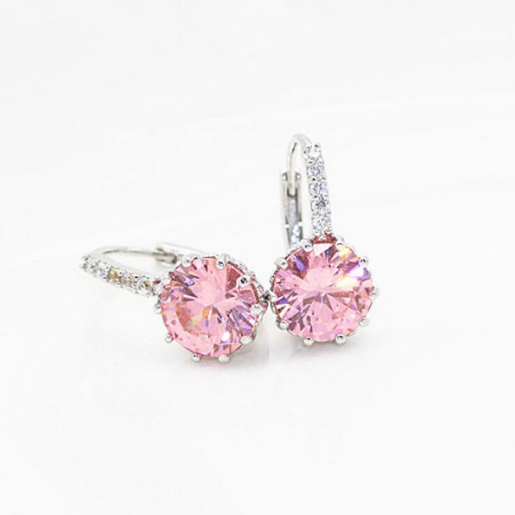 CZ Crystal Leverback Earrings
