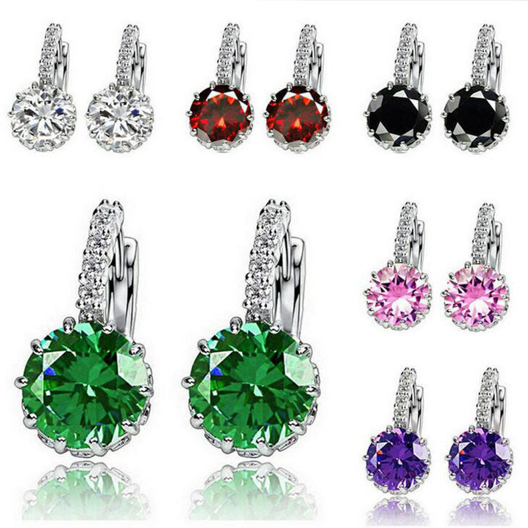 CZ Crystal Leverback Earrings
