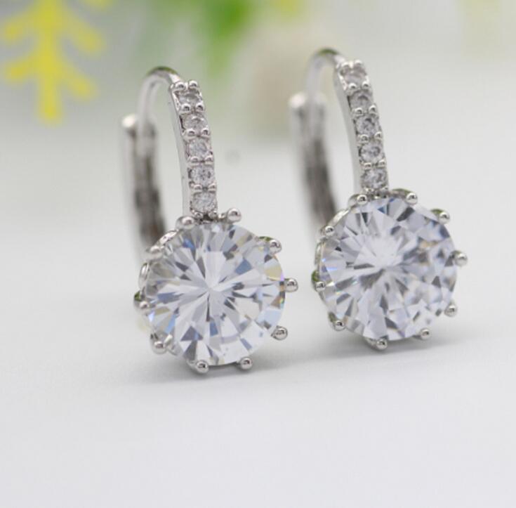 CZ Crystal Leverback Earrings