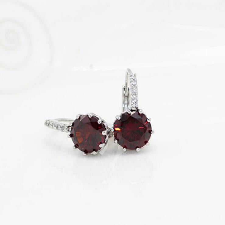 CZ Crystal Leverback Earrings