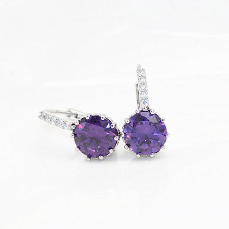 CZ Crystal Leverback Earrings