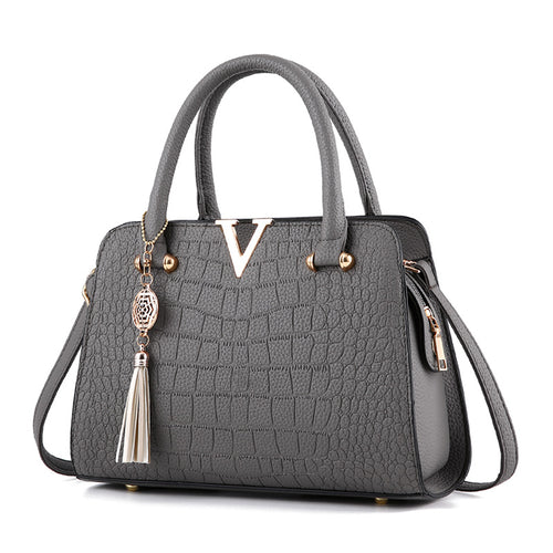 Crocodile-Pattern Single-Shoulder Handbag