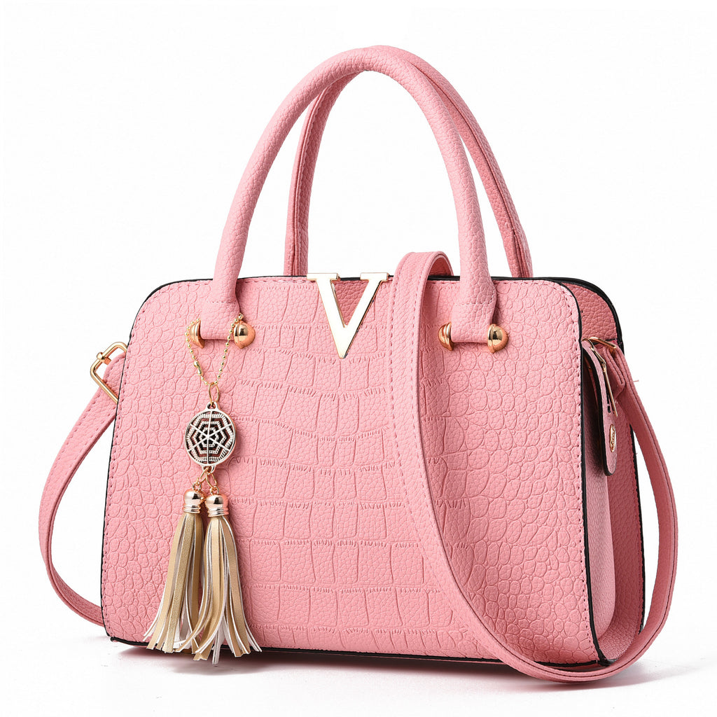 Crocodile-Pattern Single-Shoulder Handbag