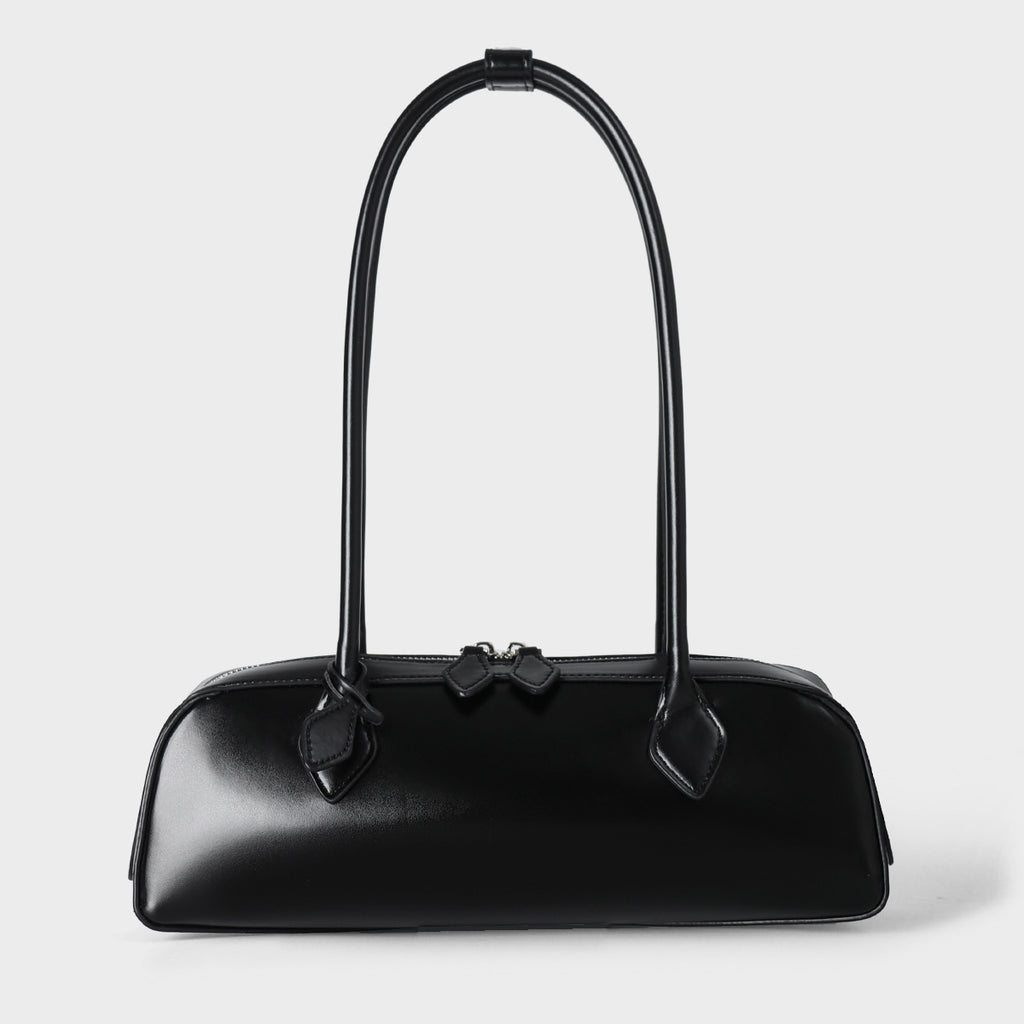 Red Leather Baguette Shoulder Bag