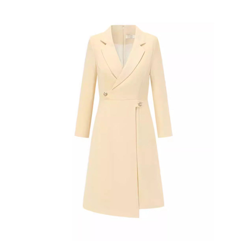 New spring and autumn design sense fashion asymmetrical dress slim fit thin broadcast host formal work clothes OL