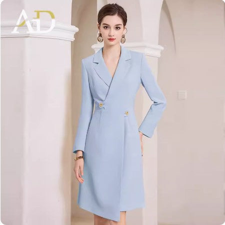 New spring and autumn design sense fashion asymmetrical dress slim fit thin broadcast host formal work clothes OL