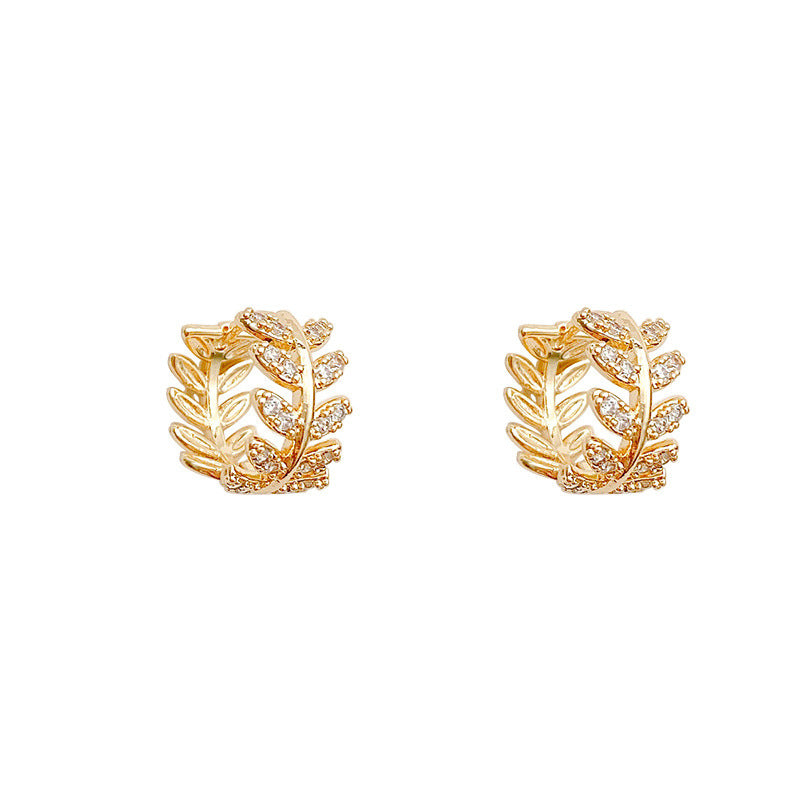 Gold Pavé Leaf Ear Cuff/Climber