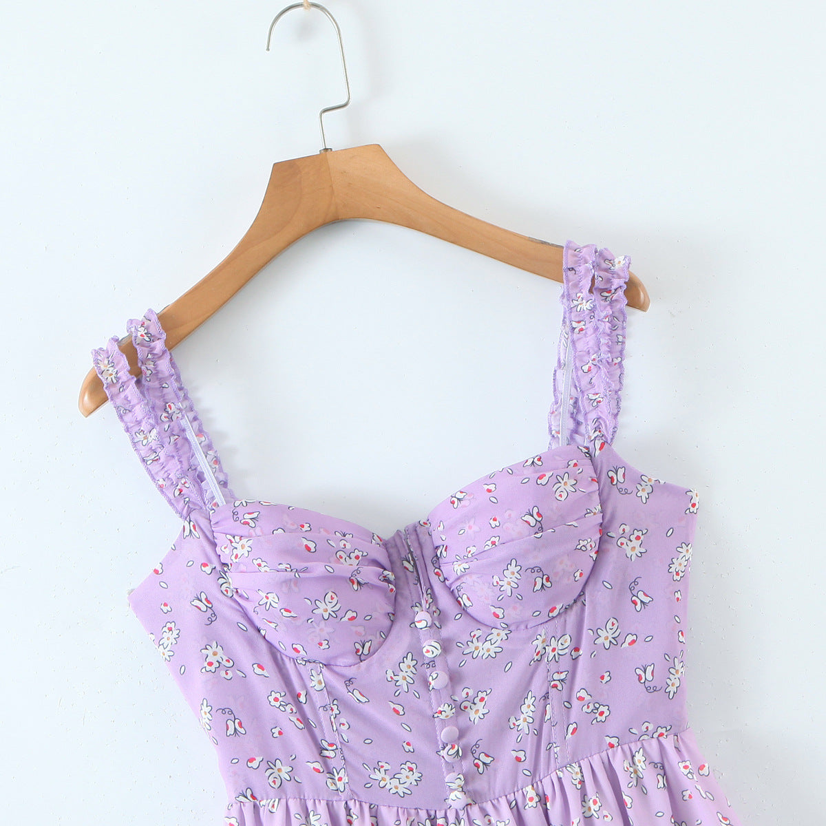 Purple Floral Print Strappy Sundress