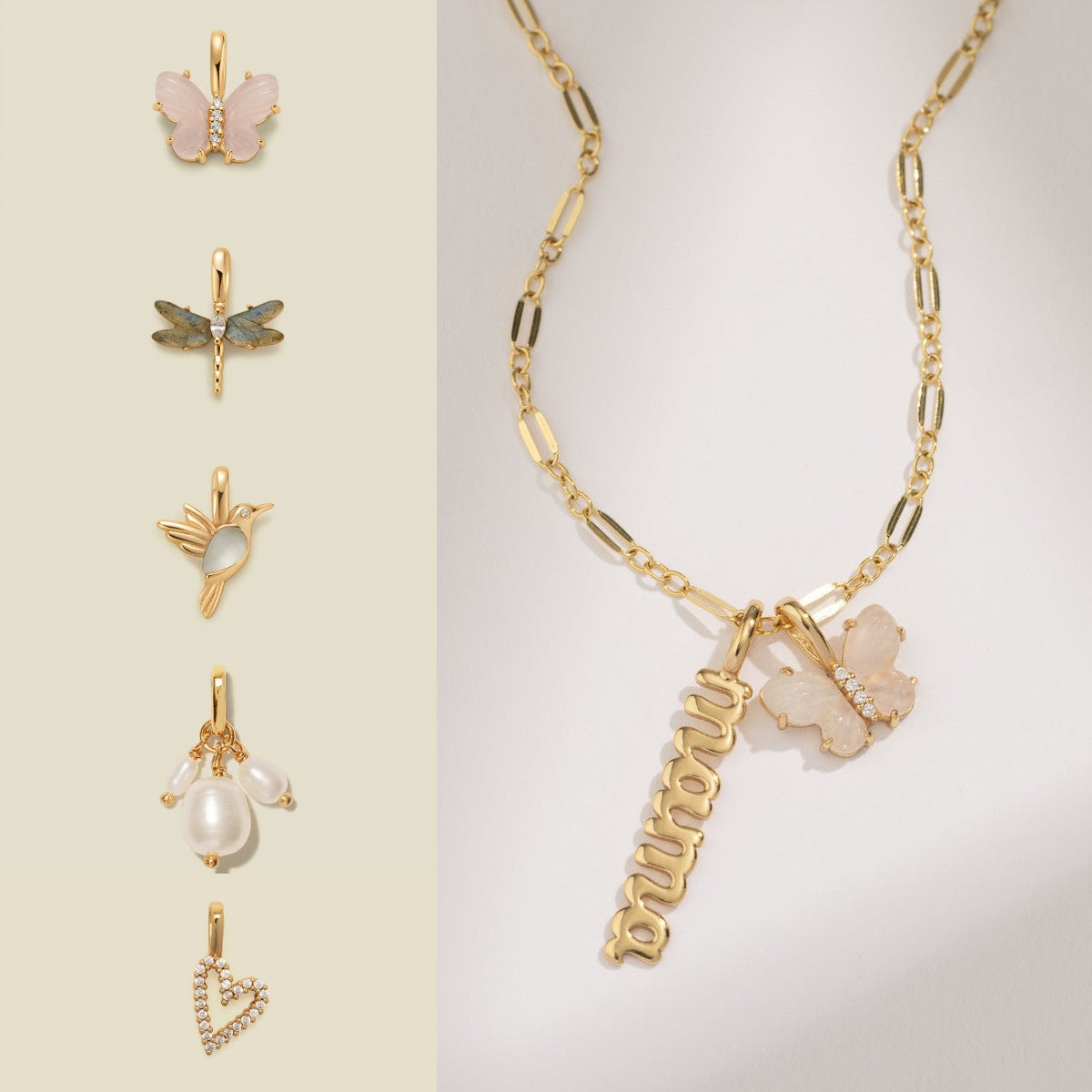 Selected Gold Charm Pendant Set with Chain Necklace