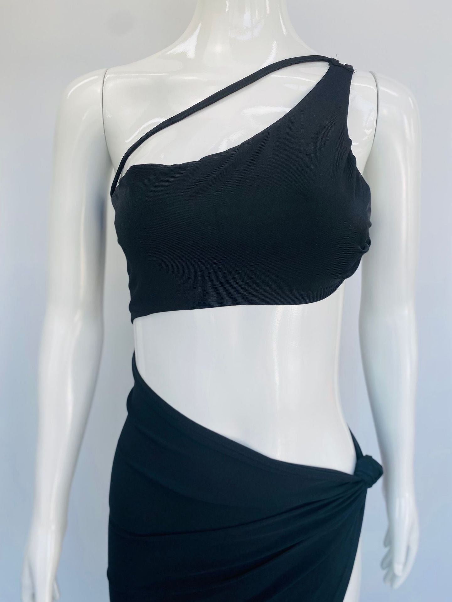 One-Shoulder Slit Waist Beach Midi Dress