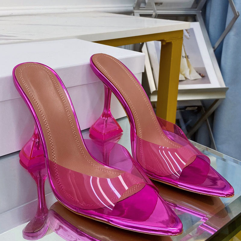 Rhinestone Bow Pointed-Toe Stiletto Sandals