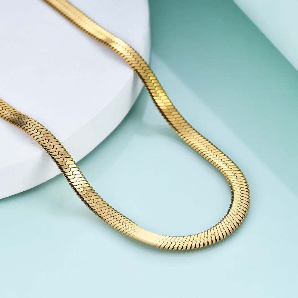 Gold Herringbone Chain Necklace