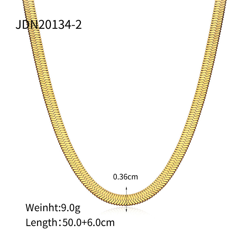 Gold Herringbone Chain Necklace