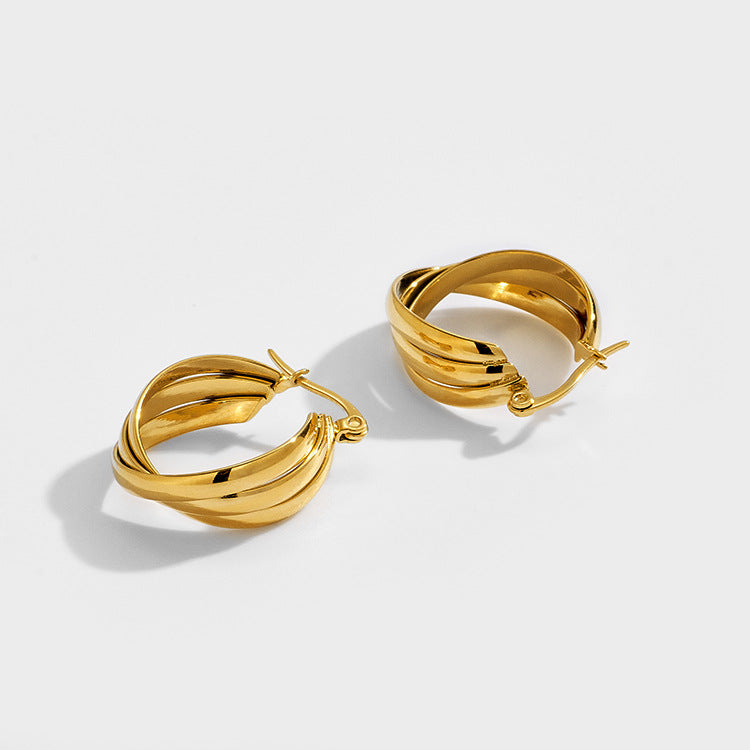 Twisted Chunky Gold Hoop Earrings