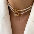 Layered Freshwater Pearl Necklace with Pavé Spring-Ring Clasps