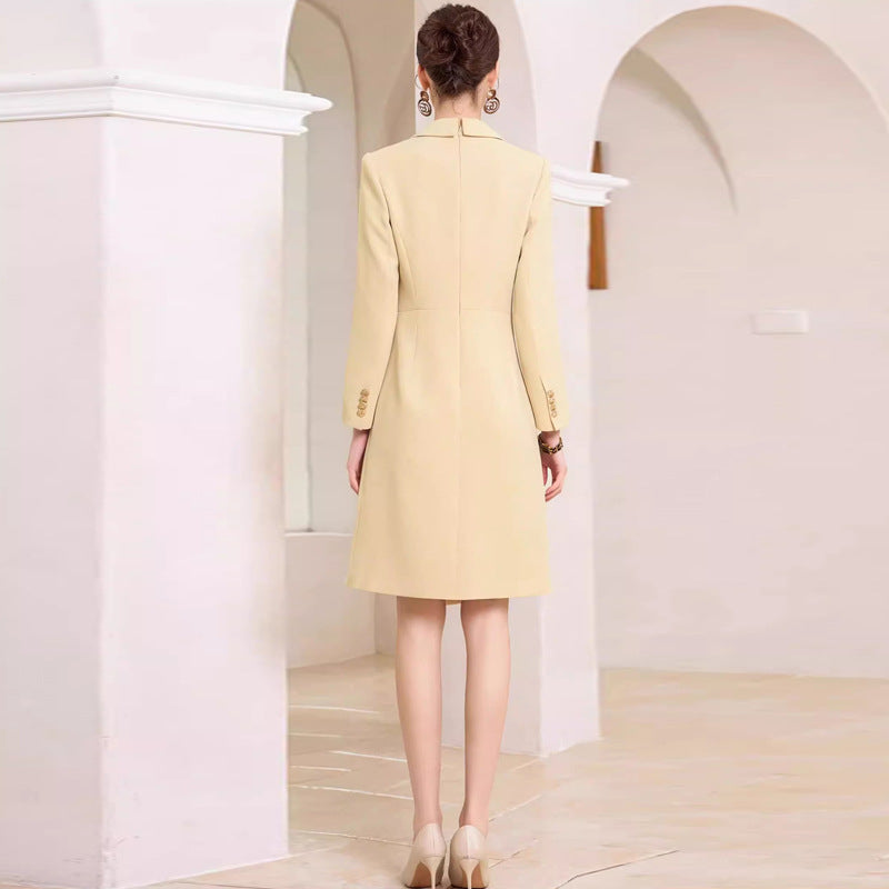 New spring and autumn design sense fashion asymmetrical dress slim fit thin broadcast host formal work clothes OL