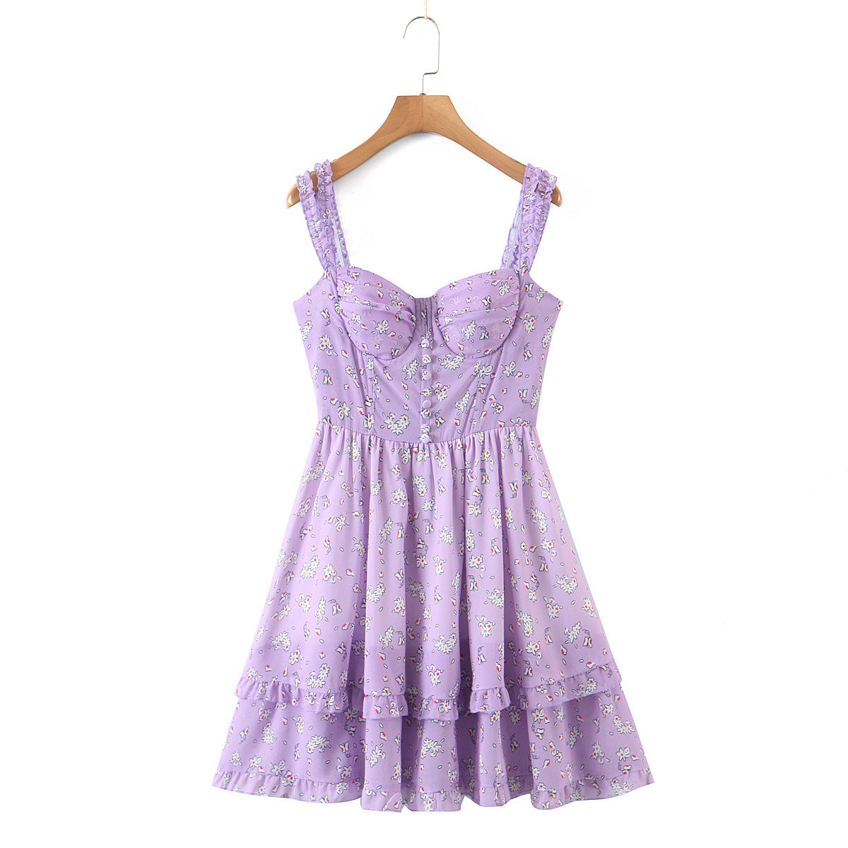 Purple Floral Print Strappy Sundress