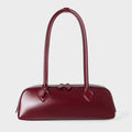 Red Leather Baguette Shoulder Bag