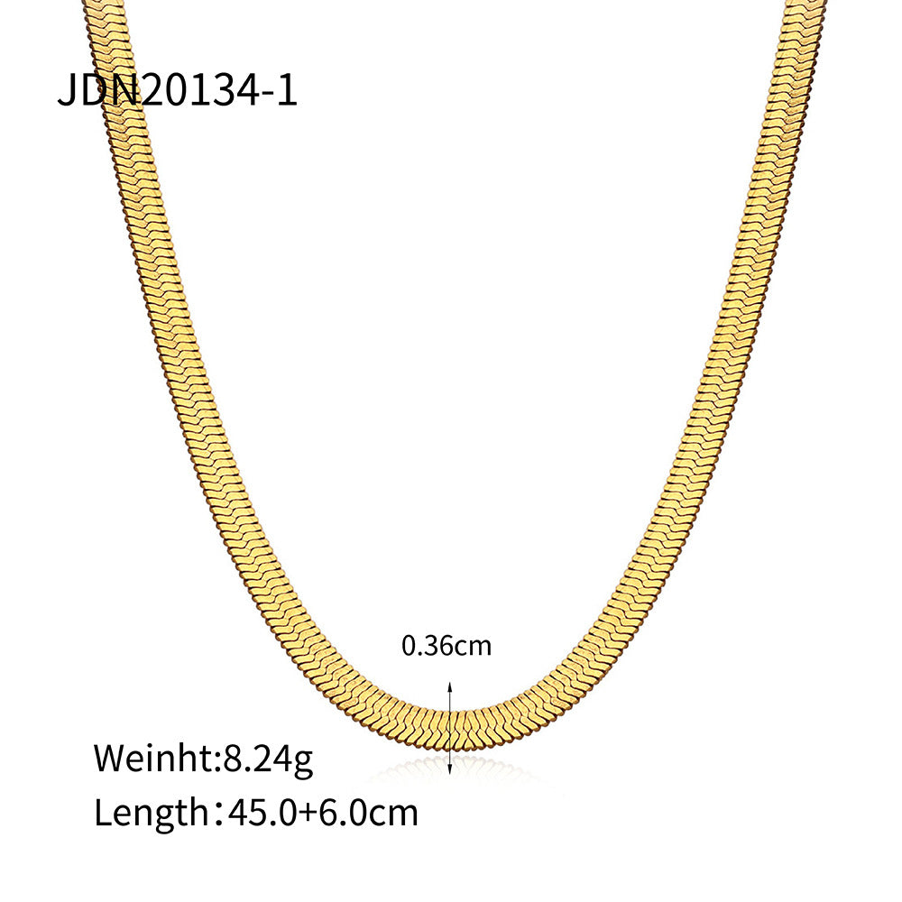 Gold Herringbone Chain Necklace