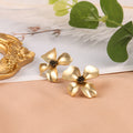 Gold Four-Petal Flower Stud Earrings