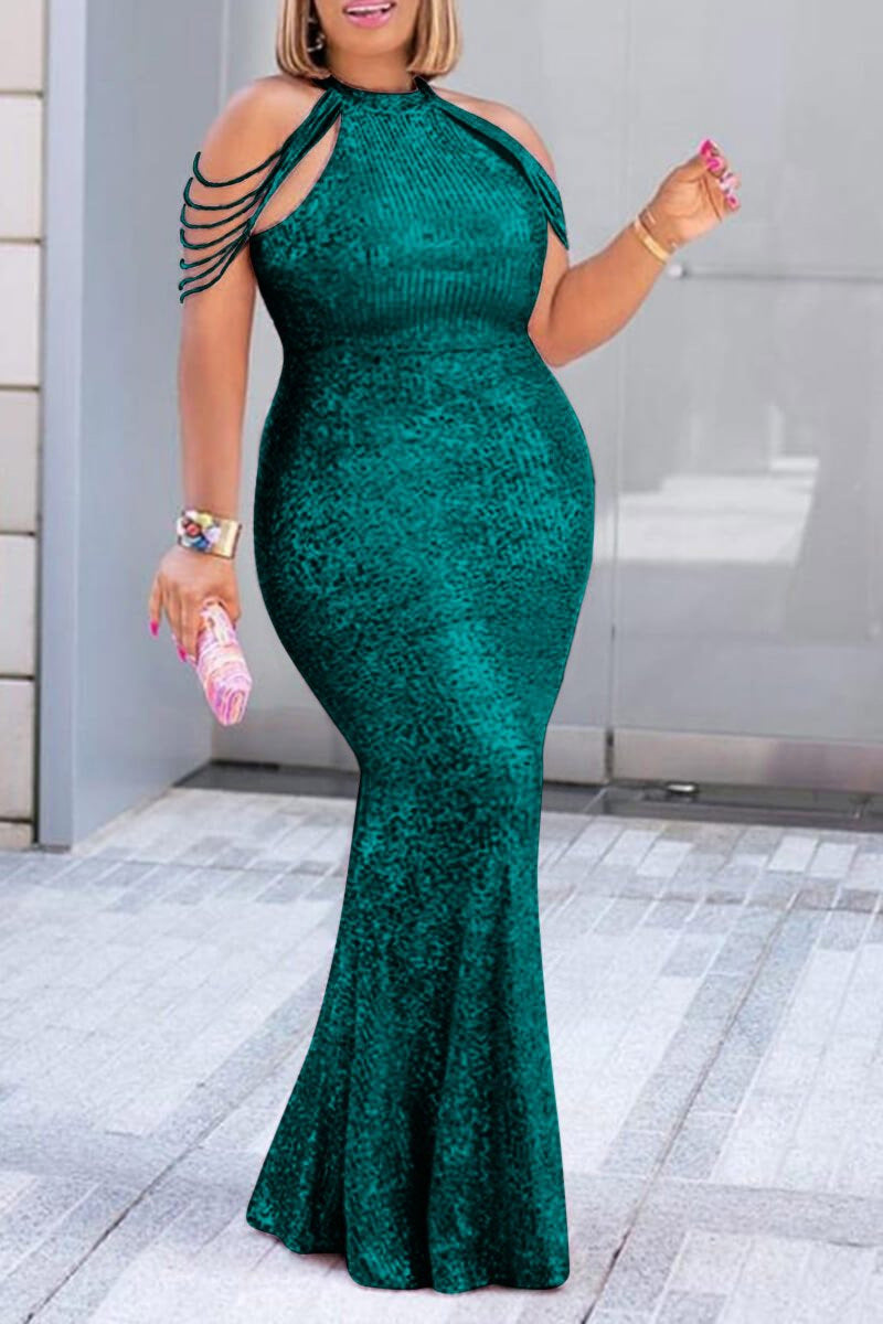 Sequined Loose-Fit Plus Size Midi Dress