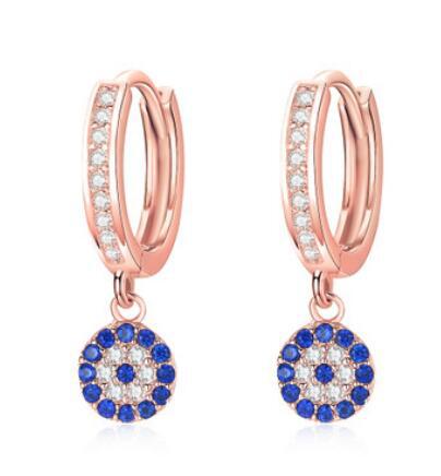 Gold Evil Eye Pavé Charm Hoop Earrings
