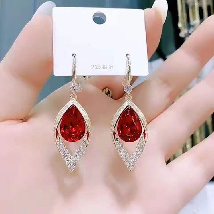 Blue Crystal Marquise Drop Earrings