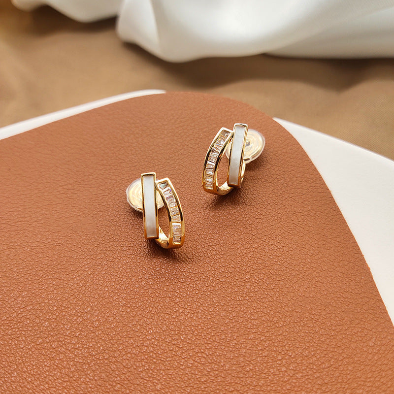 Gold & Mother-of-Pearl Baguette Hoop Earrings