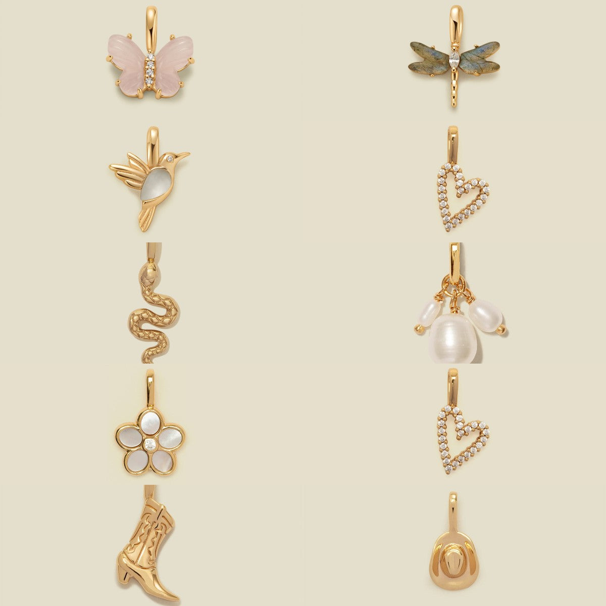 Selected Gold Charm Pendant Set with Chain Necklace